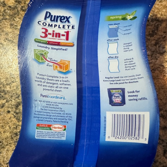 NEW Purex Complete 3-in-1 Laundry Sheets Dispenser Spring Scent - RARE NOS - Picture 2 of 3
